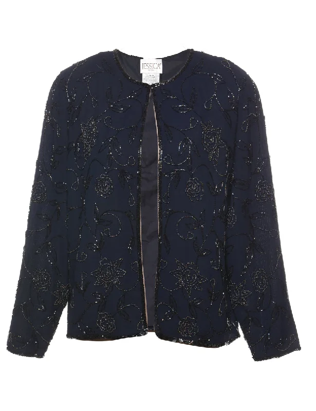Fantastic Deals elegant coatBeaded Navy Evening Jacket - M