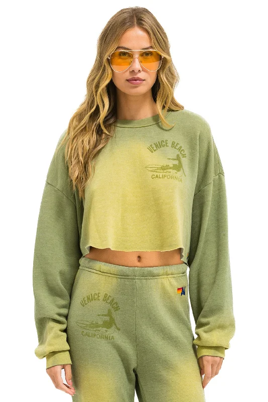 trendy gym wear hoodieVENICE SURFER CROPPED CREW SWEATSHIRT RELAXED - FADED ARMY