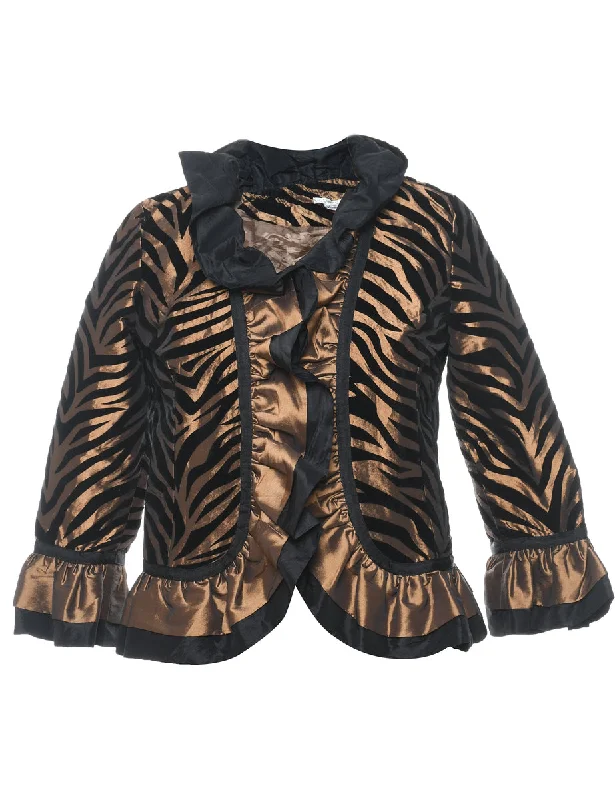 Low Prices retro coatBlack & Gold 1980s Metallic Zebra Print Jacket - S