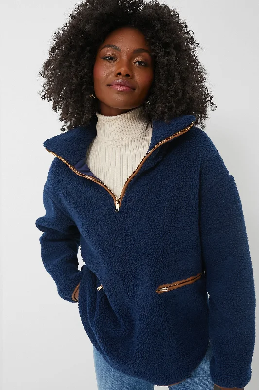 chic coatNavy Rhodes Shearling Quarter Zip