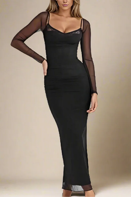 Epic Deals trendy mini dressBrianna Bodycon Long Sleeve Maxi Dress - Classic Black
