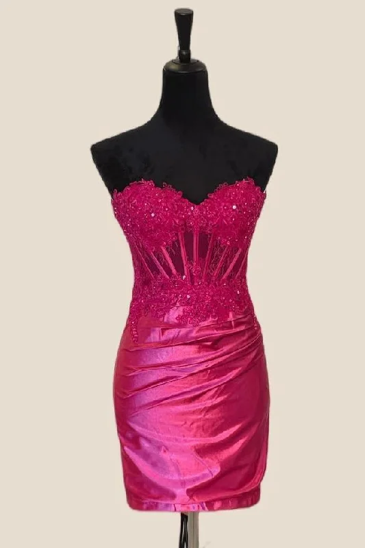 Unbeatable Prices comfy maxi dressFuchsia Appliques Tight Ruched Party Dress