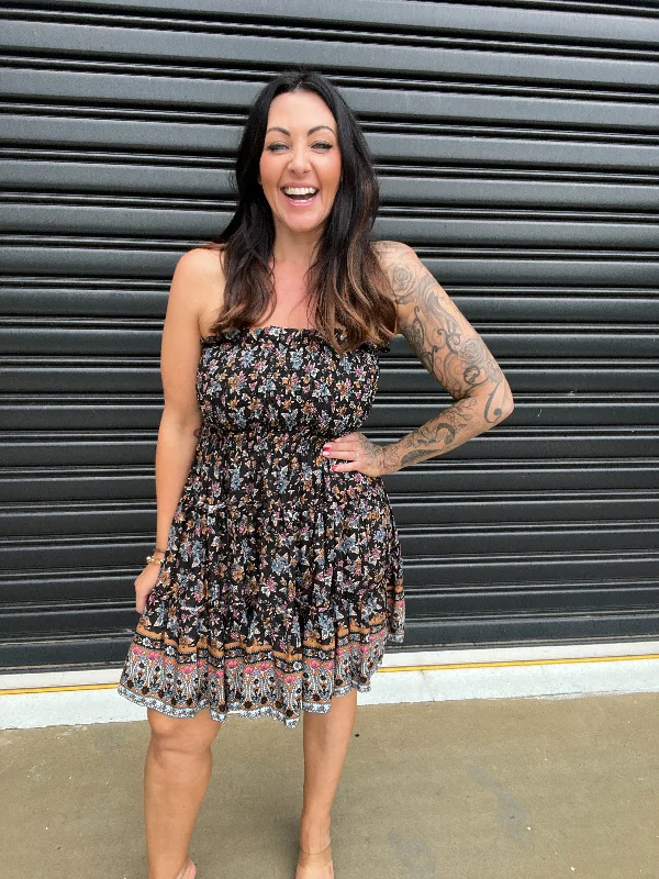 Massive Deals flowy dressBella Mini Dress Boho Black