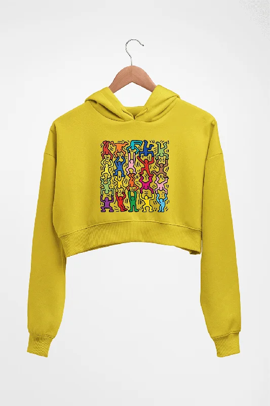 Great Deals oversized pullover hoodieKeith Haring Funny Crop HOODIE FOR WOMEN
