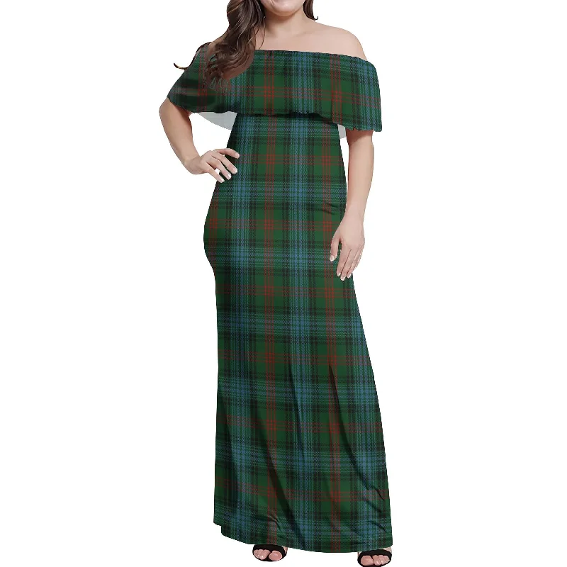 Instant Discount Ross Hunting Tartan Off Shoulder Long Dress