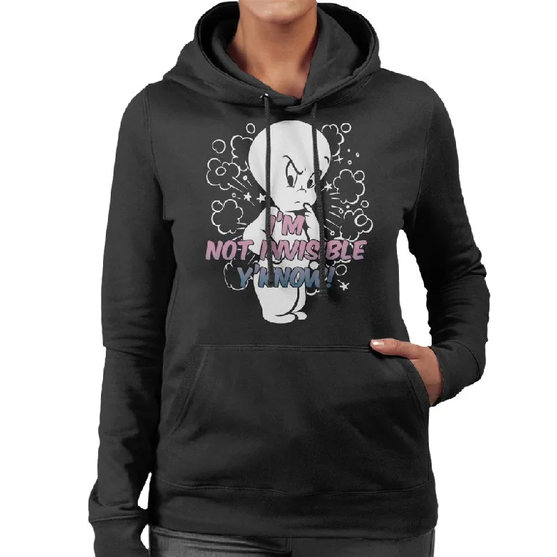 Steals and Deals cozy hooded jacketCasper The Friendly Ghost Cross I'm Not Invisible Y'Know Women's Hooded Sweatshirt