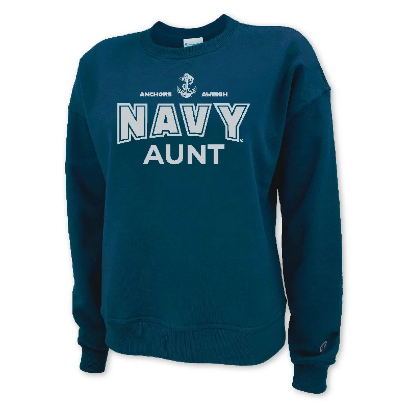 cozy workout hoodieNavy Champion Aunt Ladies Crewneck (Blue)