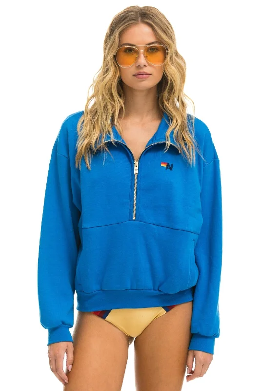 Can't Miss retro sports hoodieLOGO EMBROIDERY HALF ZIP SWEATSHIRT - OCEAN