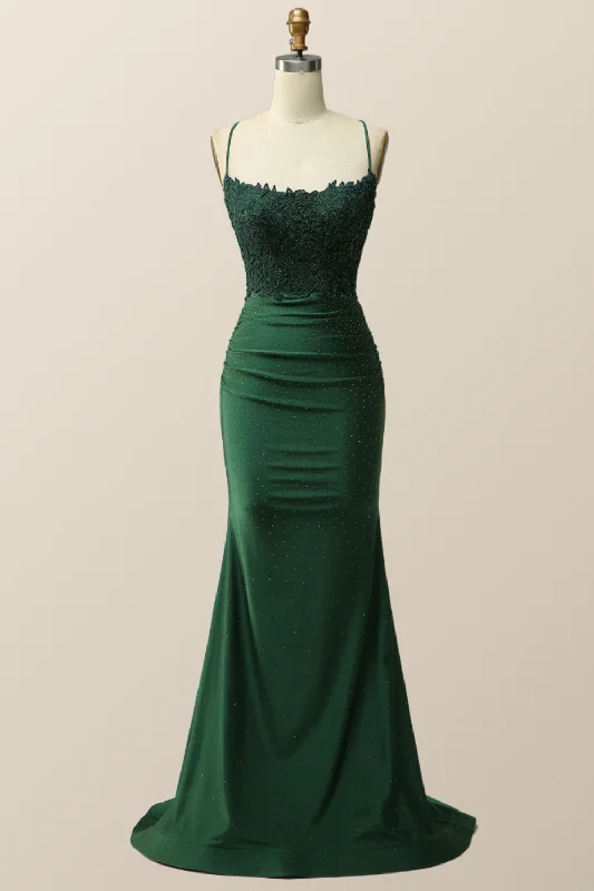 Price Reduction elegant maxi dressDark Green Mermaid Appliques Long Formal Dress