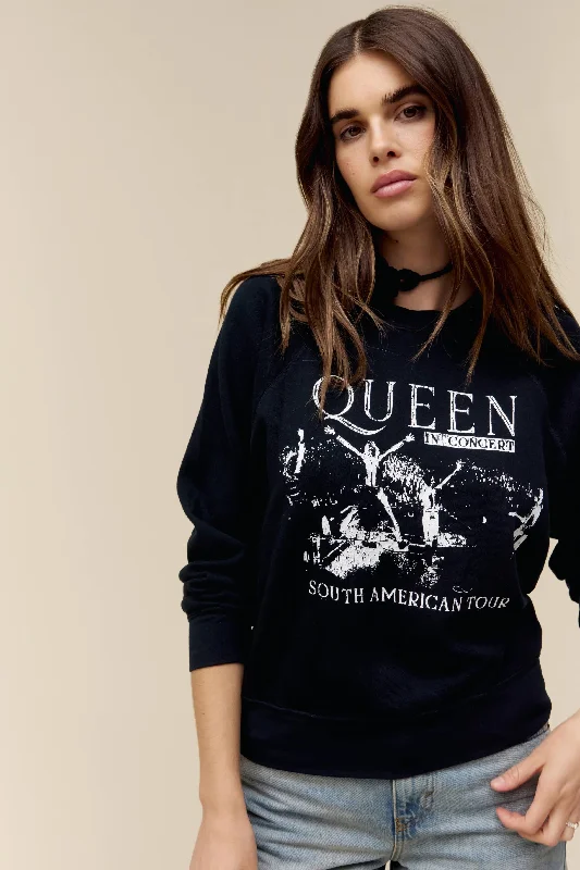 bold workout sweatshirtDaydreamer Queen South American Tour Raglan Crew - BLACK ONYX