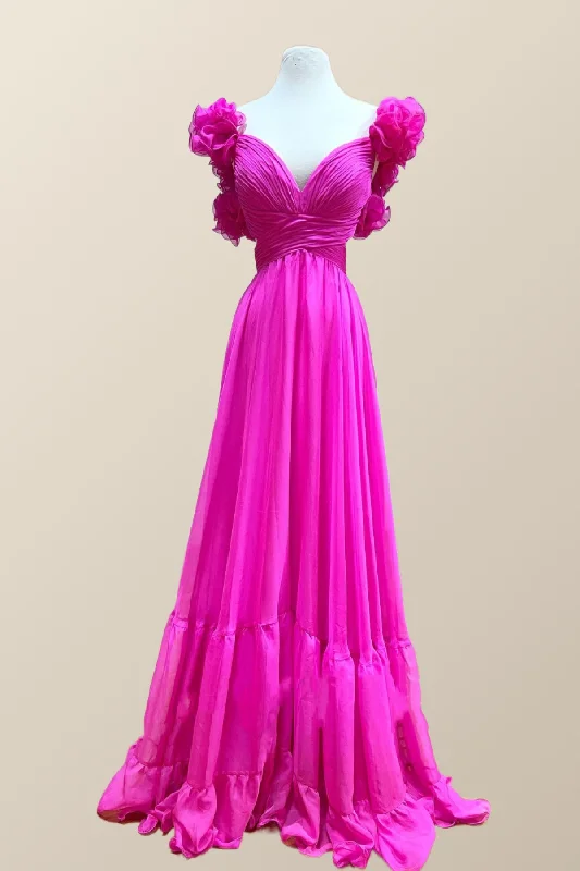 Time-Limited Offer fitted cocktail dressRuffle Straps Fuchsia Pleated A-line Boho Dress Time-Limited Offer fitted cocktail dressRuffle Straps Fuchsia Pleated A-line Boho Dress