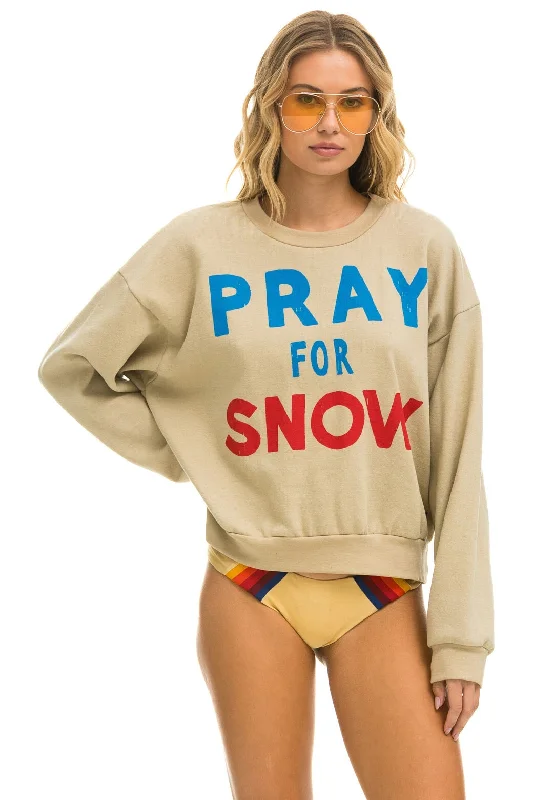 fitness hoodie for trainingPRAY FOR SNOW RELAXED CREW SWEATSHIRT - SAND