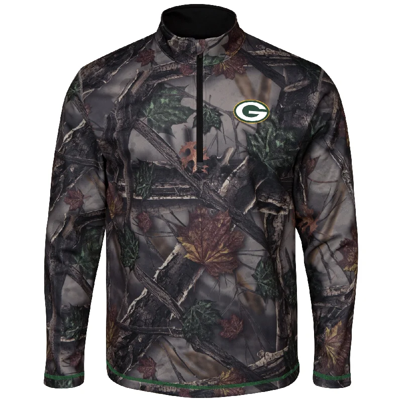 outdoor adventure coatGreen Bay Packers Woods Men's Camouflage 1/2 Zip Sweatshirt