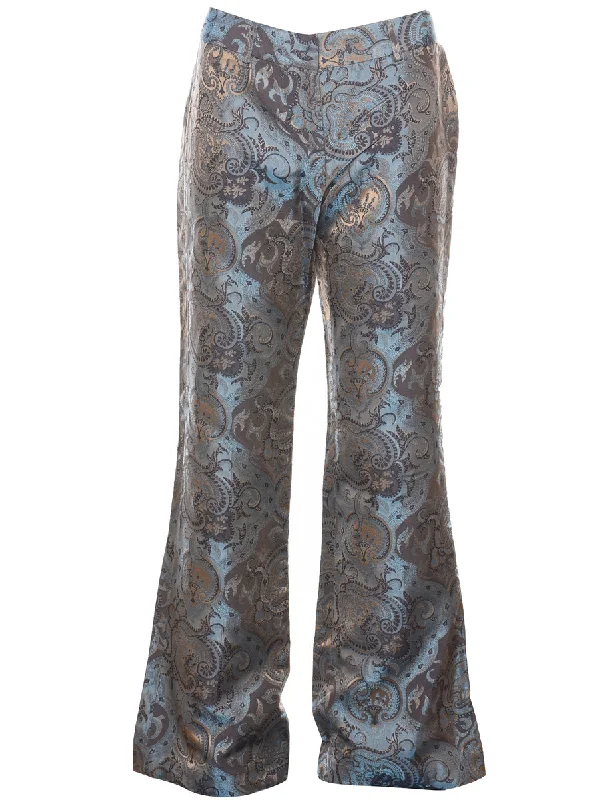 Value Deals functional coatMetallic Paisley Pattern Multi-Colour Y2K Trousers - W30 L33