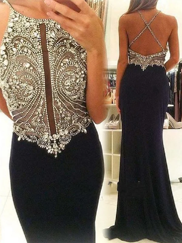 Major Savings Black Prom Dresses Elastic Woven Satin Sheath/Column Prom Dress/Evening Dress JKS087