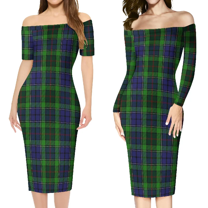 Bonus Savings Rutledge Tartan Off Shoulder Lady Dress