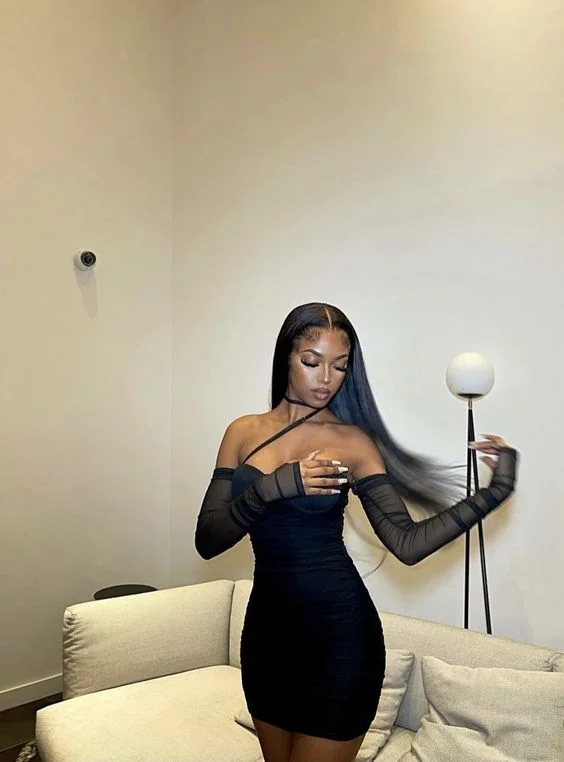 Special Discount sleek dressSexy Black Bodycon Dress, 21th Birthday Outfit Dress,Black Mini Homecoming Dress Y1231