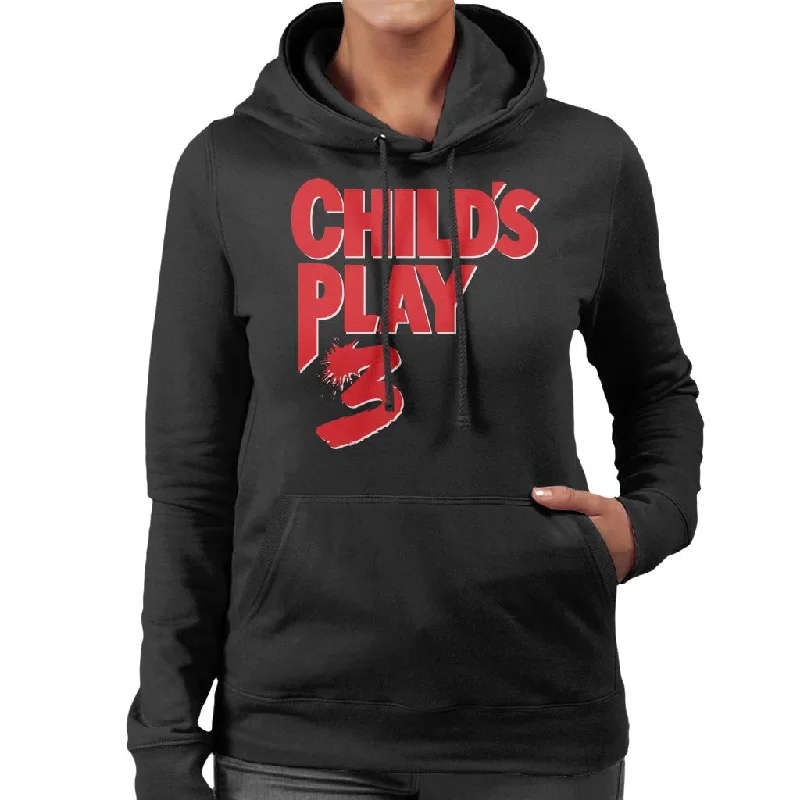 soft hoodieChucky Childs Play 3 Classic Red Logo Women's Hooded Sweatshirt