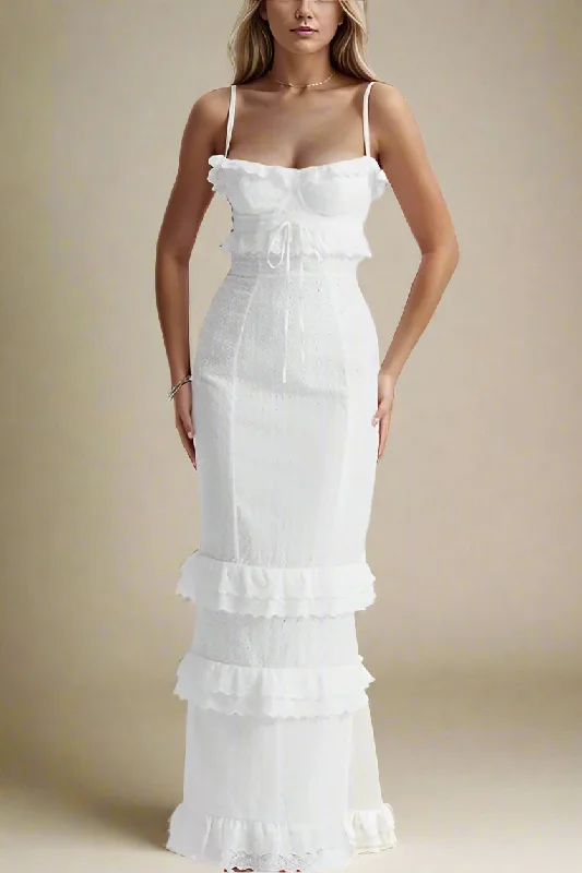 Closeout summer floral dressElia Bodycon Maxi Dress - Pearl White