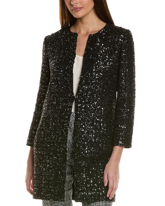 insulated winter jacketSt. John Sequin Wool-Blend Jacket