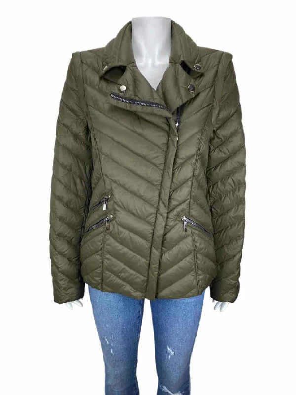 modern coatLaundry by Shelli Segal Women's Ltwt Down Puffer Jacket/Vest Olive Size XL