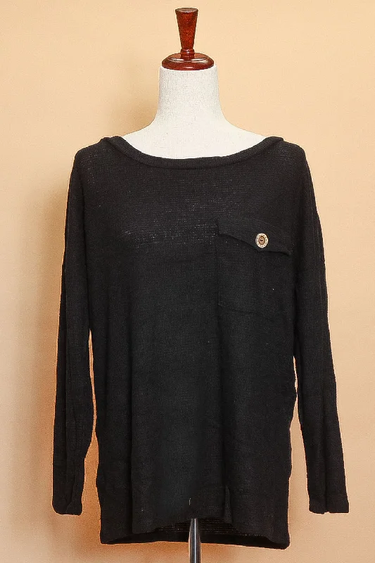 Don't Miss sporty outerwearBlack Front Pocket Sweater (6pc)