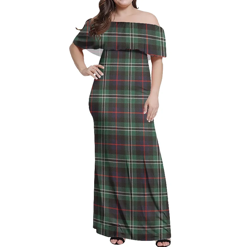 Must-Have Deals Rollo Hunting Tartan Off Shoulder Long Dress