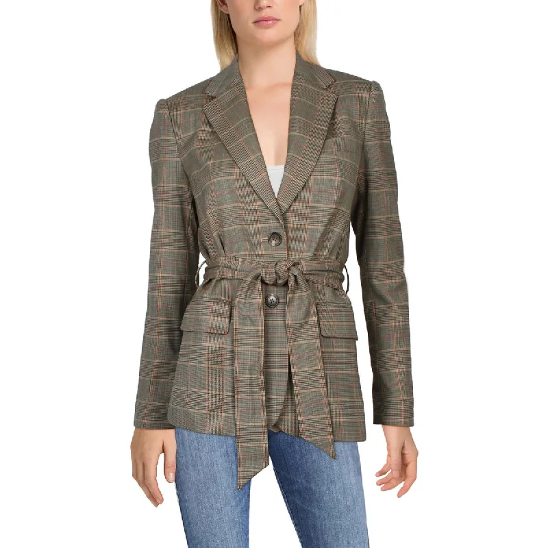 stylish lightweight coatWomens Wool Blend Plaid Two-Button Blazer