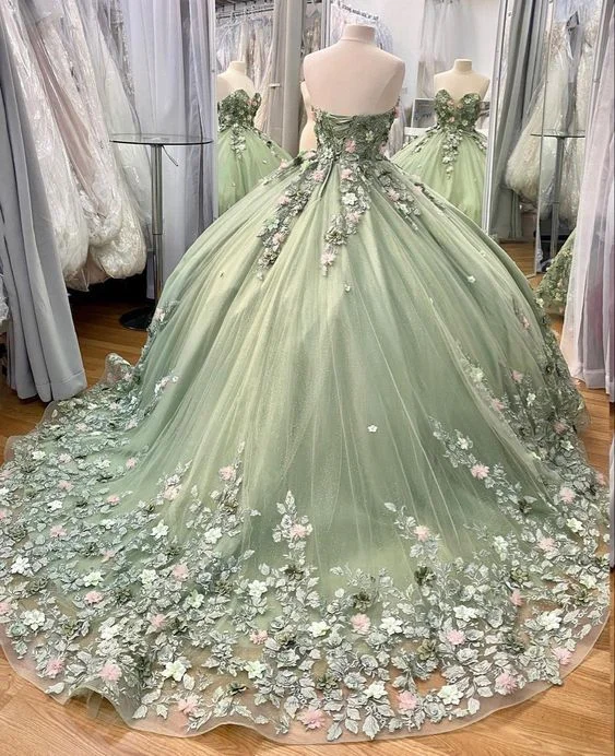 mini dressQuinceanera Dresses Ball Gown Lace Ball Gown Sweet 16 Dress With Flowers Y2062