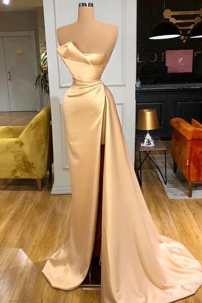 Deal Frenzy shift dressGlamorous Champagne Starpless Long Prom Dress With Split Y50 Deal Frenzy shift dressGlamorous Champagne Starpless Long Prom Dress With Split Y50