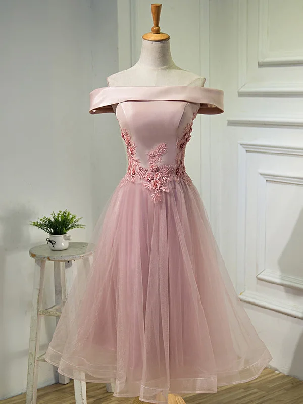 Limited Availability Homecoming Dress Off-the-shoulder Tea-length Short Prom Dress Party Dress JK244