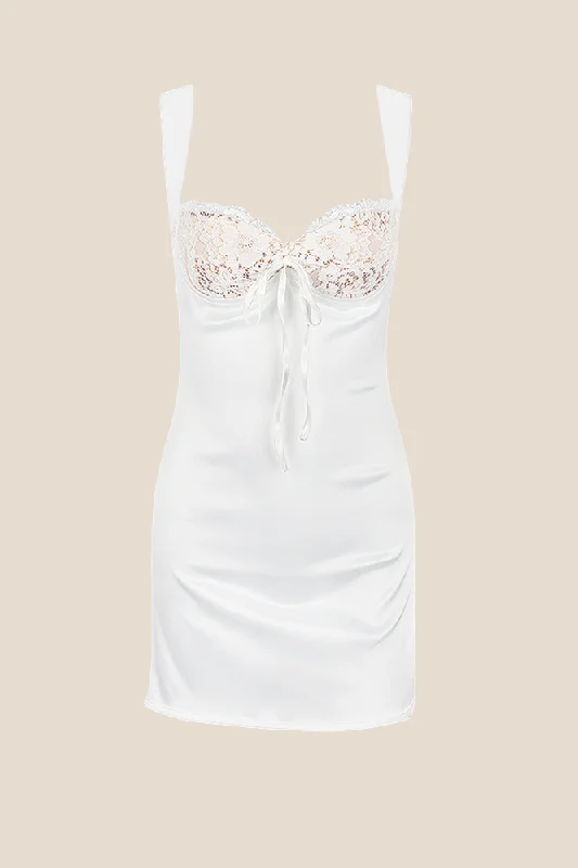 Buy More, Save More chic wrap dressV-neck White Satin A-line Short Dress