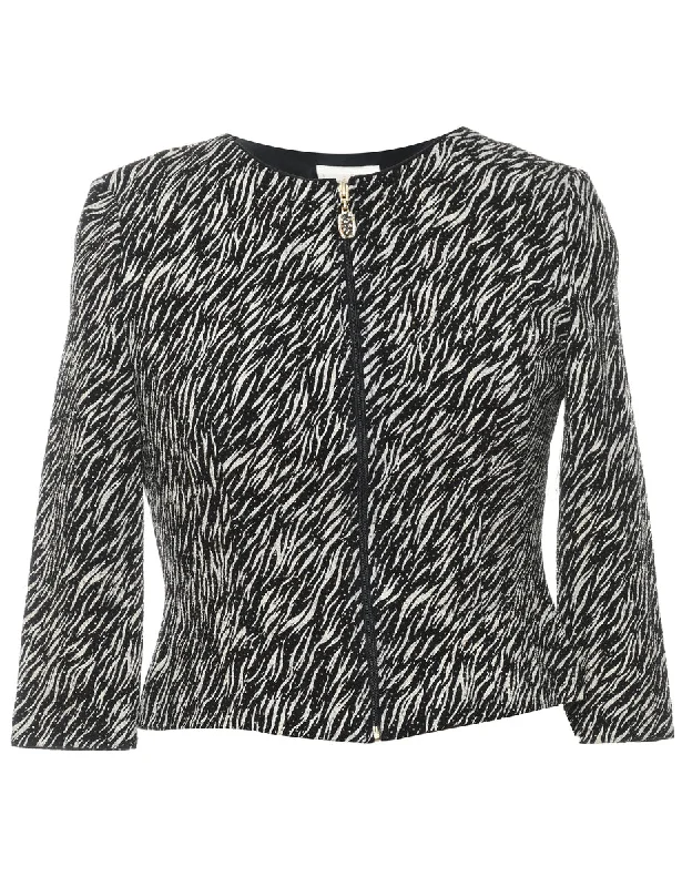 Hurry In chic outerwearBlack & White Zebra Print Sparkly Evening Jacket - S