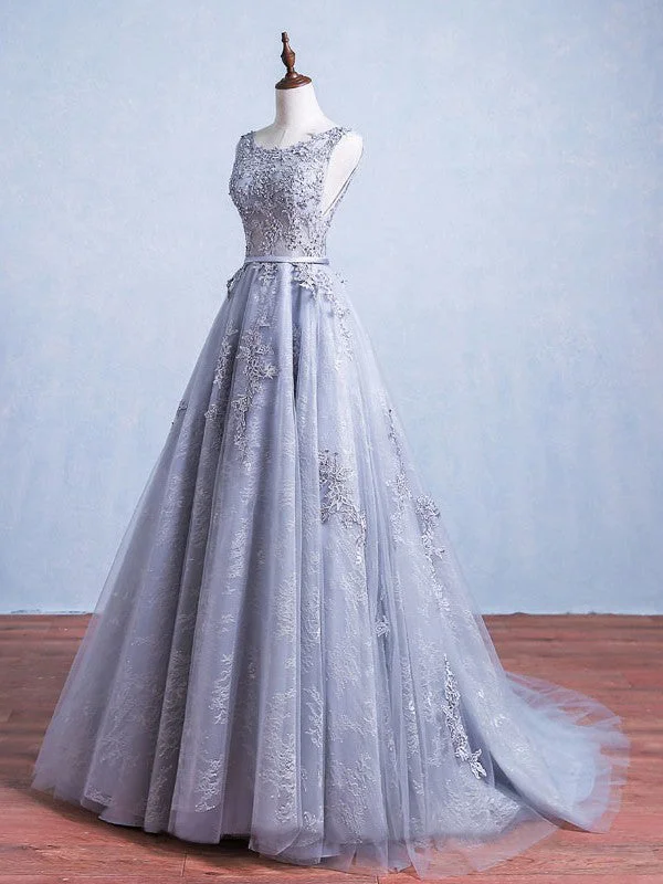 New Deals Sexy Prom Dresses Scoop Appliques Lace Long Prom Dress/Evening Dress JKL074