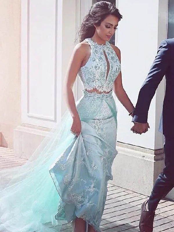 Clearance Sale Two Pieces Prom Dress Sage Beautiful Long Prom Dress/Evening Dress JKS081