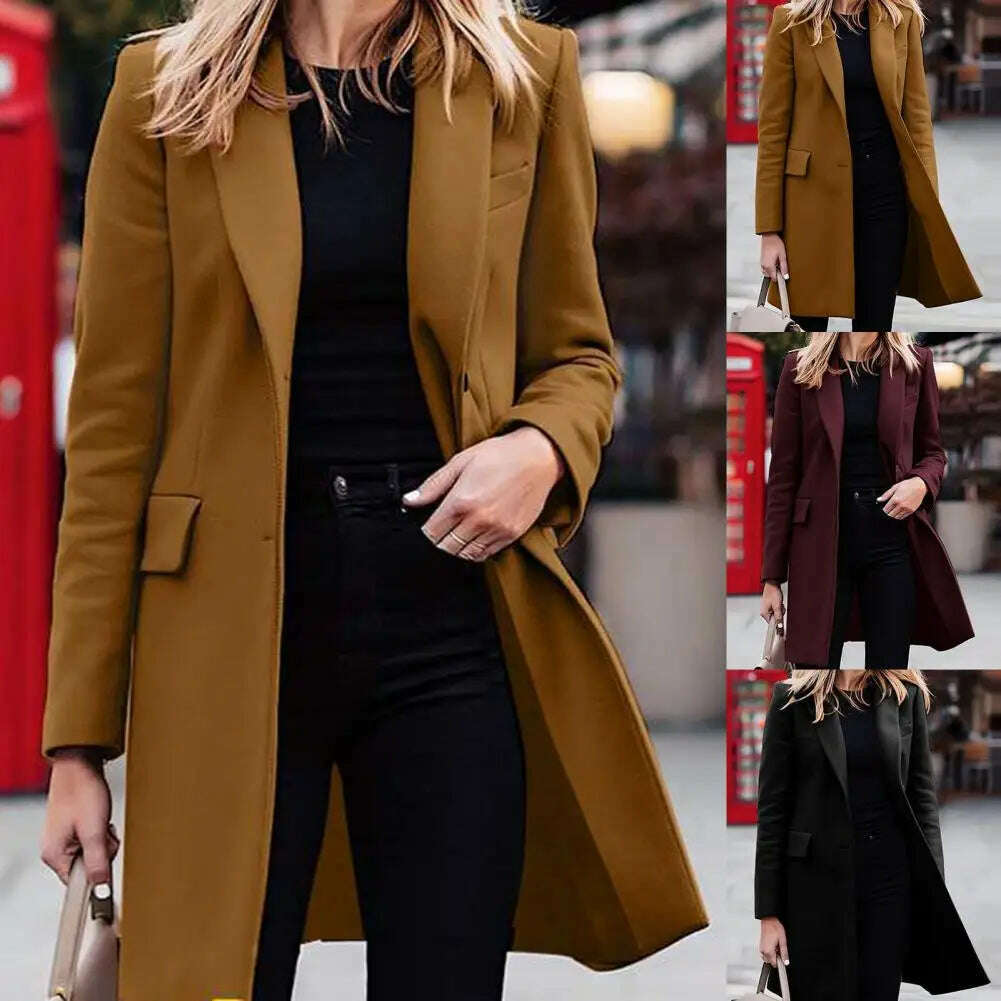 winter coatAutumn Winter Trench Coat for Women Suit Coat Single-breasted Long Blazer Jacket Women Coat sobretudo feminino ветровка женская