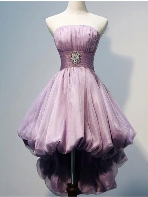 Exclusive Offers High Low Homecoming Dresses Strapless Organza Short Prom Dress Party Dress JK637