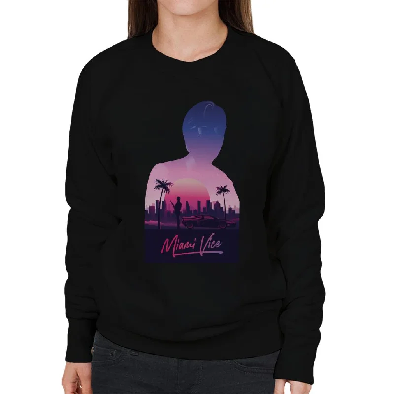 Today’s Deal comfortable athletic sweatshirtMiami Vice Sunset City Silhouette Women's Sweatshirt