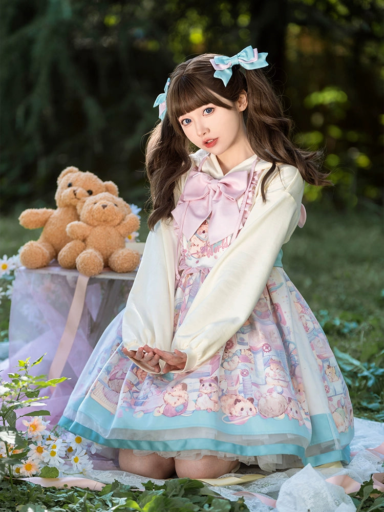 Anniversary Sale comfy dressMewroco~Sweet Lolita Dress Suit Salopette and Hoodied OP Anniversary Sale comfy dressMewroco~Sweet Lolita Dress Suit Salopette and Hoodied OP