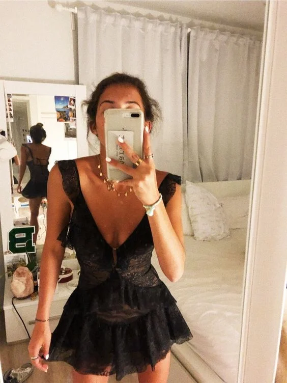 Final Markdown spaghetti strap dressA-line V Neck Black Lace Homecoming Dress Sleeveless Party Dress Y418 Final Markdown spaghetti strap dressA-line V Neck Black Lace Homecoming Dress Sleeveless Party Dress Y418