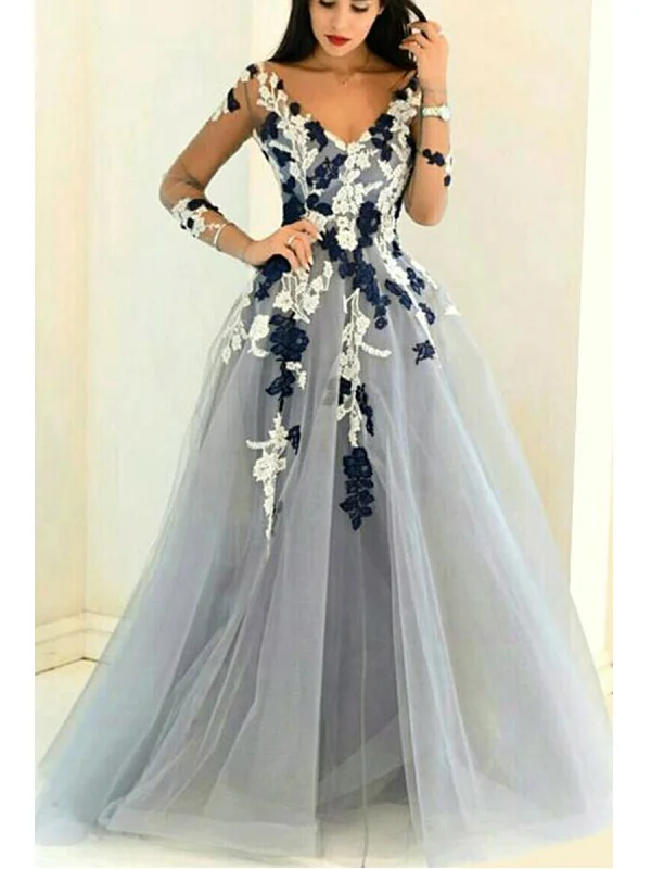 Amazing Deals Sexy Prom Dresses V-neck Aline Floor Length Grey Beautiful Long Prom Dress JKL629