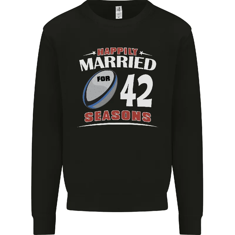 Special Offer fashionable fitness sweatshirt42 Year Wedding Anniversary 42nd Rugby Mens Sweatshirt Jumper