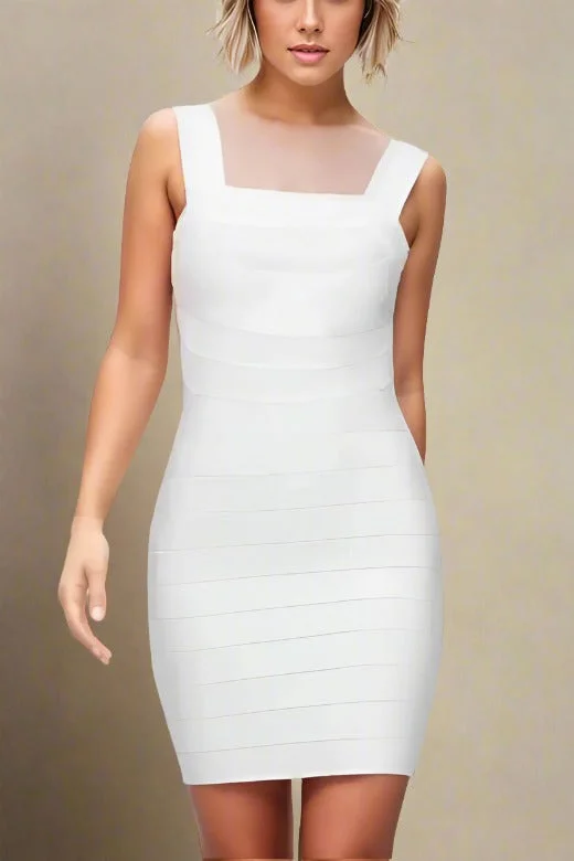 Discount Mania off-the-shoulder dressLulu Bandage Mini Dress - Pearl White