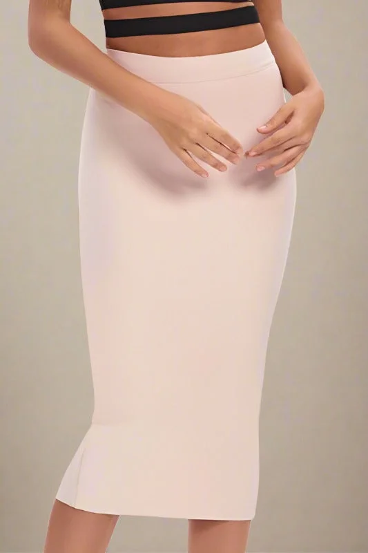 Friends and Family Sale boho dressPencil High Waist Bandage Midi Skirt - Cream