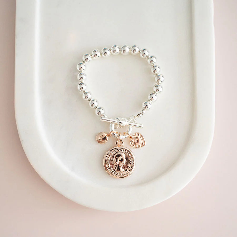 Don't Wait vintage-inspired dressRose Gold & Silver Beads & Coin Bracelet | Limited Edition