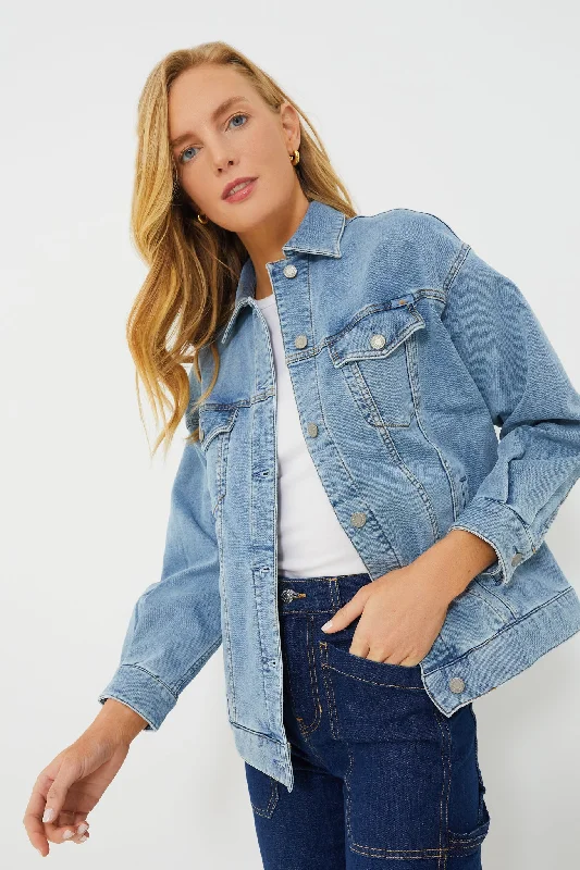 cozy winter coatMid Wash Stretch Terry Trucker Jacket