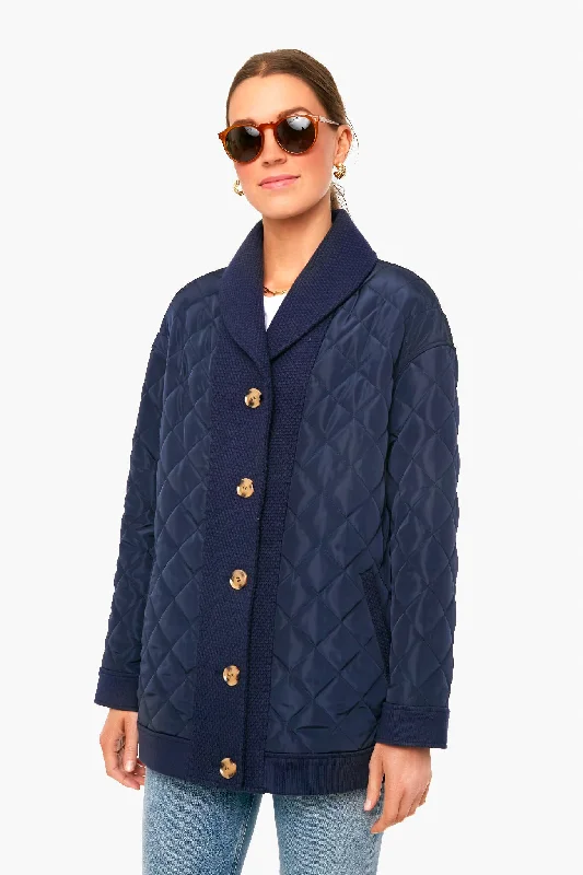 windproof jacketNavy Quilted Everett Coat