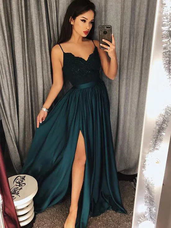Special Discount Simple Prom Dresses Spaghetti Straps A-line Long Cheap Prom Dress JKL943