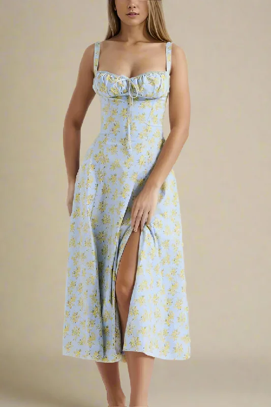 Markdown Madness boho dressTaylor Bodycon Day Midi Dress - Sky Blue