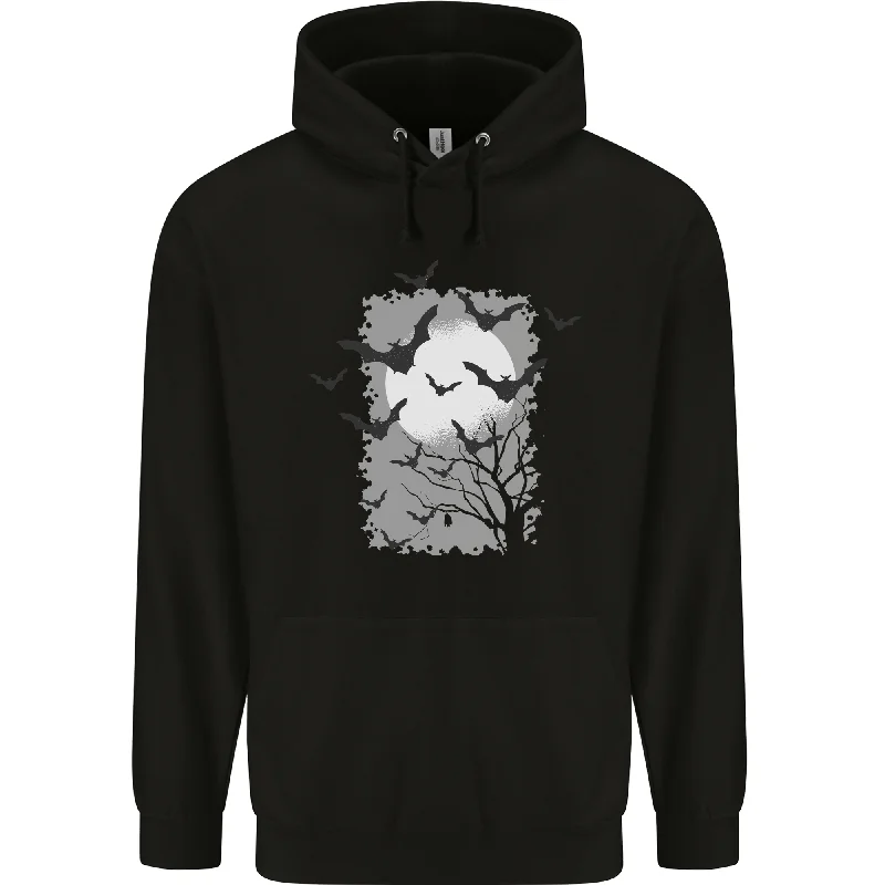 Deep Discounts cozy pullover hoodieA Bat Landscape with a Full Moon Halloween Mens 80% Cotton Hoodie